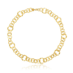 COLAR BANHADO EM OURO 18K COM TEXTURA NOS ELOS 50 cm